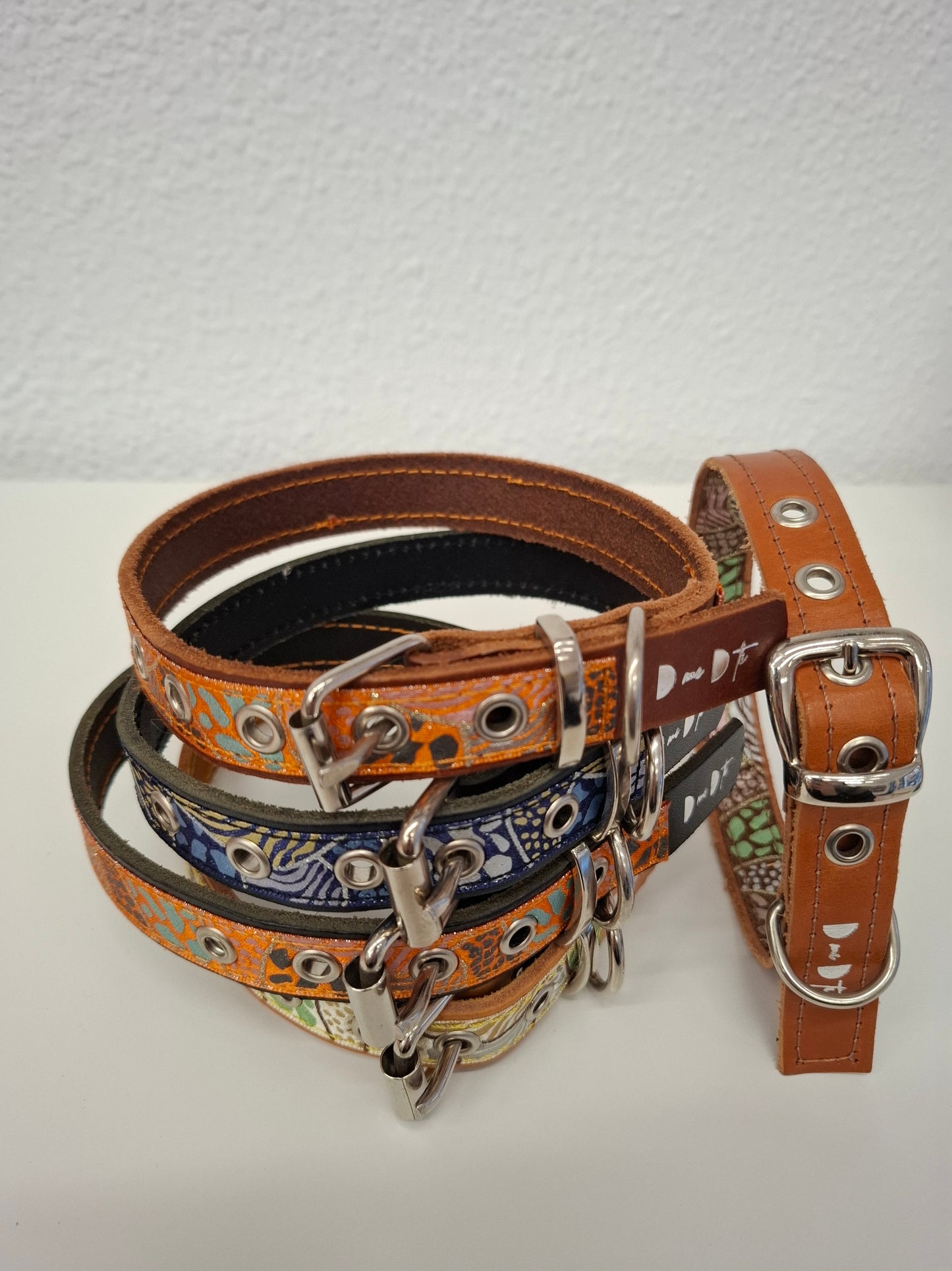 Collar de perro piel y cinta brillo