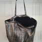 Bolso shopper VEGA XL piel jaspeado brillo negro y plata
