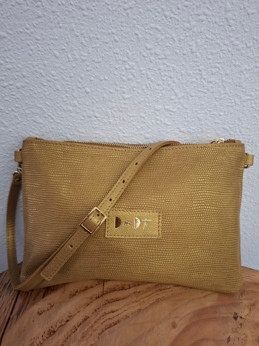 Bolso bandolera DOBRA piel oro viejo