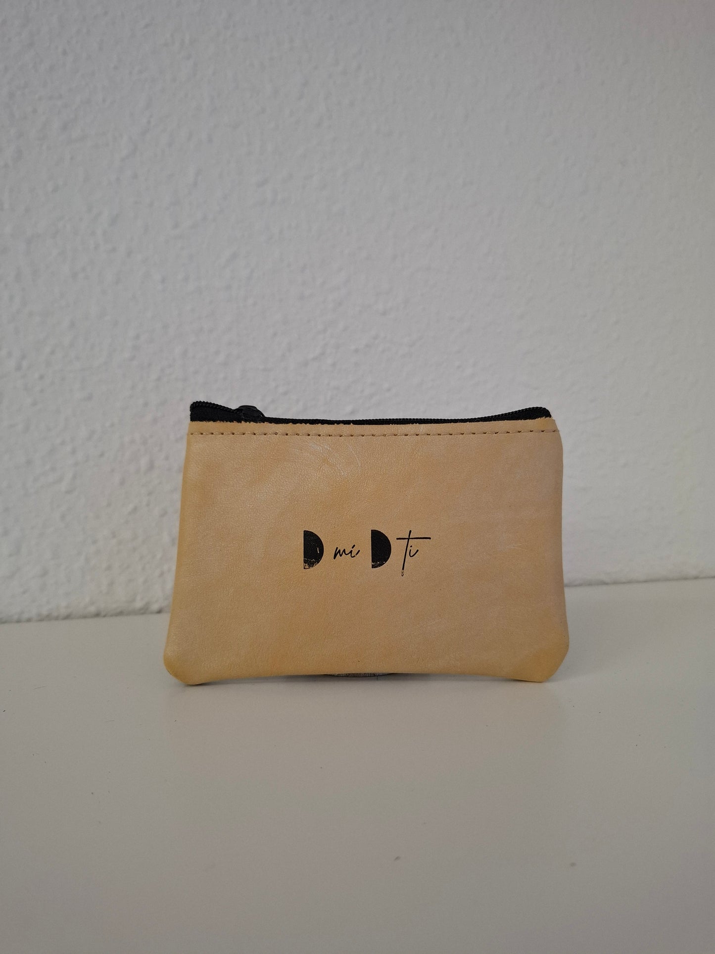 Monedero de piel flores negro marrón