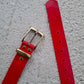 Cinturón de piel rojo 3,5cm hebilla oro viejo