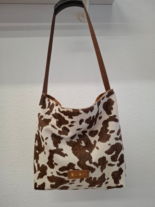 Bolso IGUÑA piel con pelo vaca camel