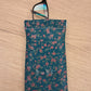 Funda gafas piel flores azul