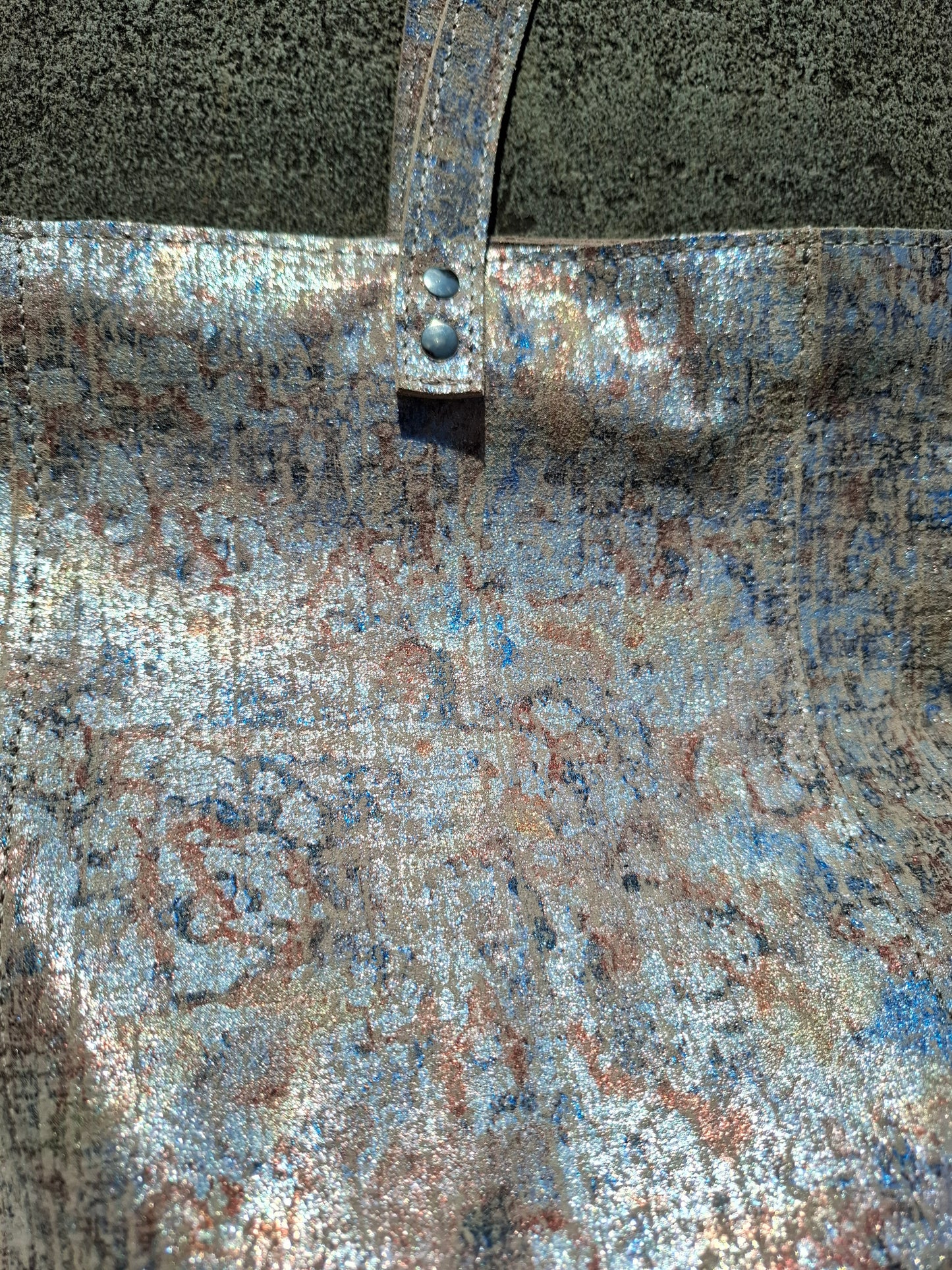 Bolso shopper VEGA XL piel jaspeado beige y plata