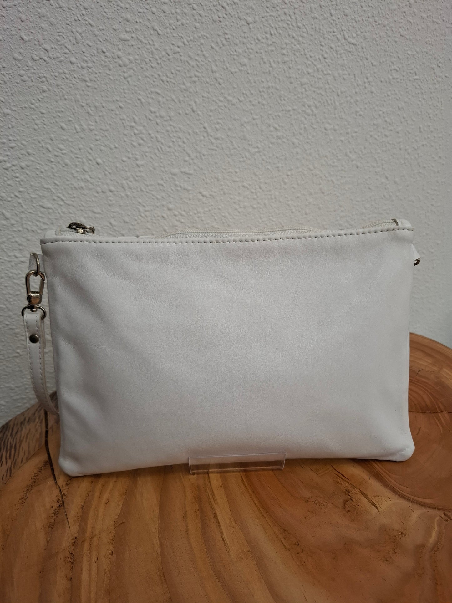 Bolso bandolera DOBRA piel blanco puntos relieve