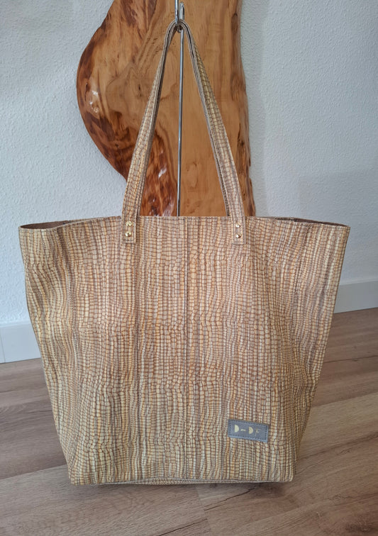 Bolso shopper VEGA XL piel coco amarillo, camel y gris