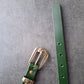 Cinturón de piel verde 2cm hebilla oro viejo