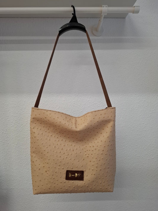 Bolso IGUÑA piel avestruz beige