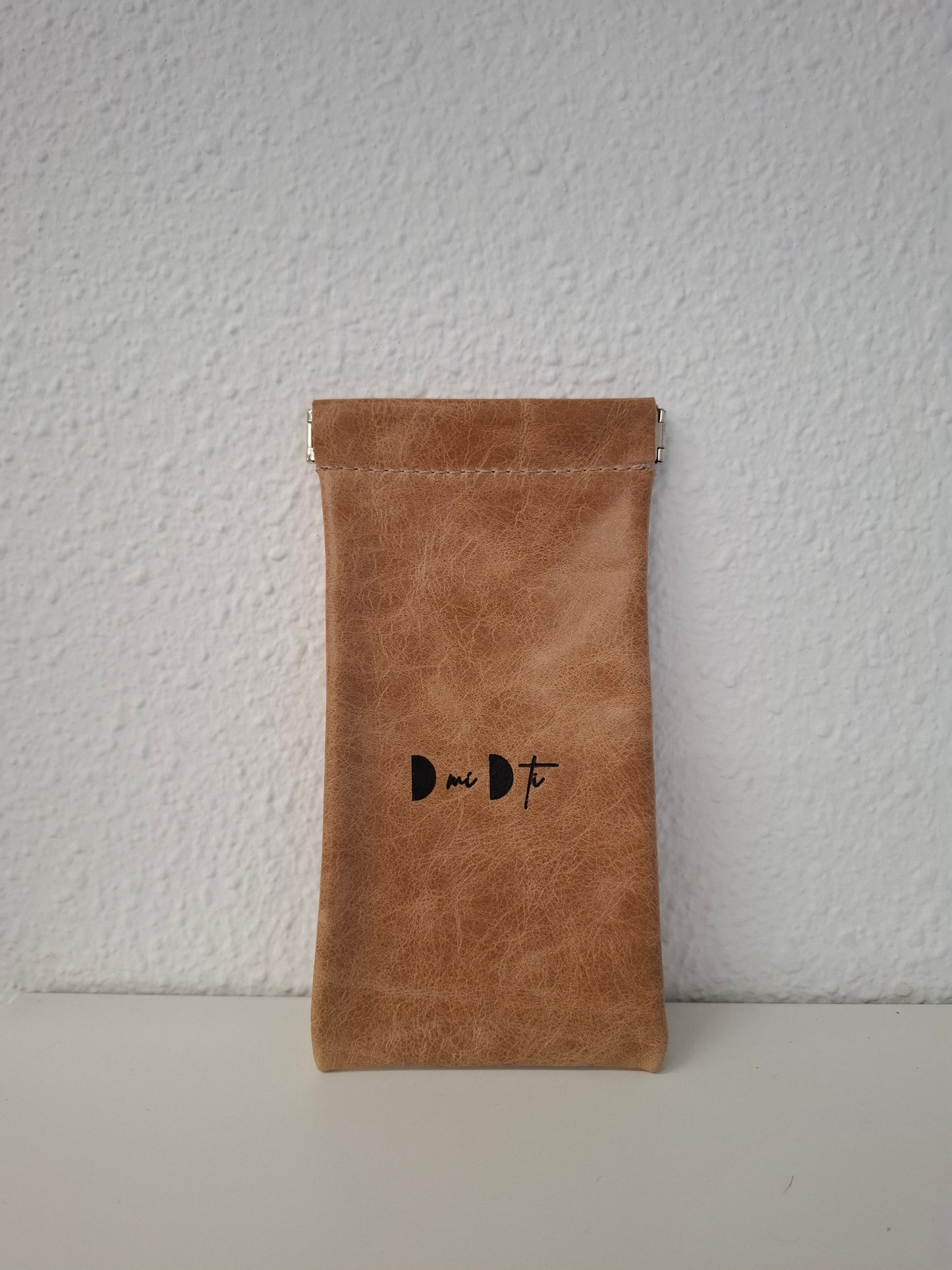 Funda gafas piel marrón envejecido