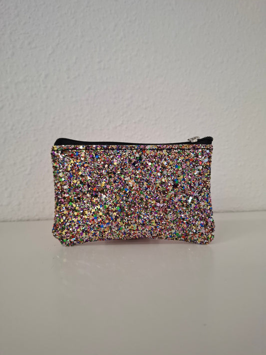 Monedero glitter y piel metalizada