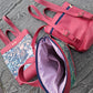 Mochila antirrobo TERRA CHÁ piel roja y denim efecto óxido