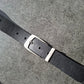 Cinturón hombre de piel negro 3,5cm hebilla plata vieja