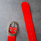 Cinturón de piel rojo 4cm hebilla oro viejo puntos