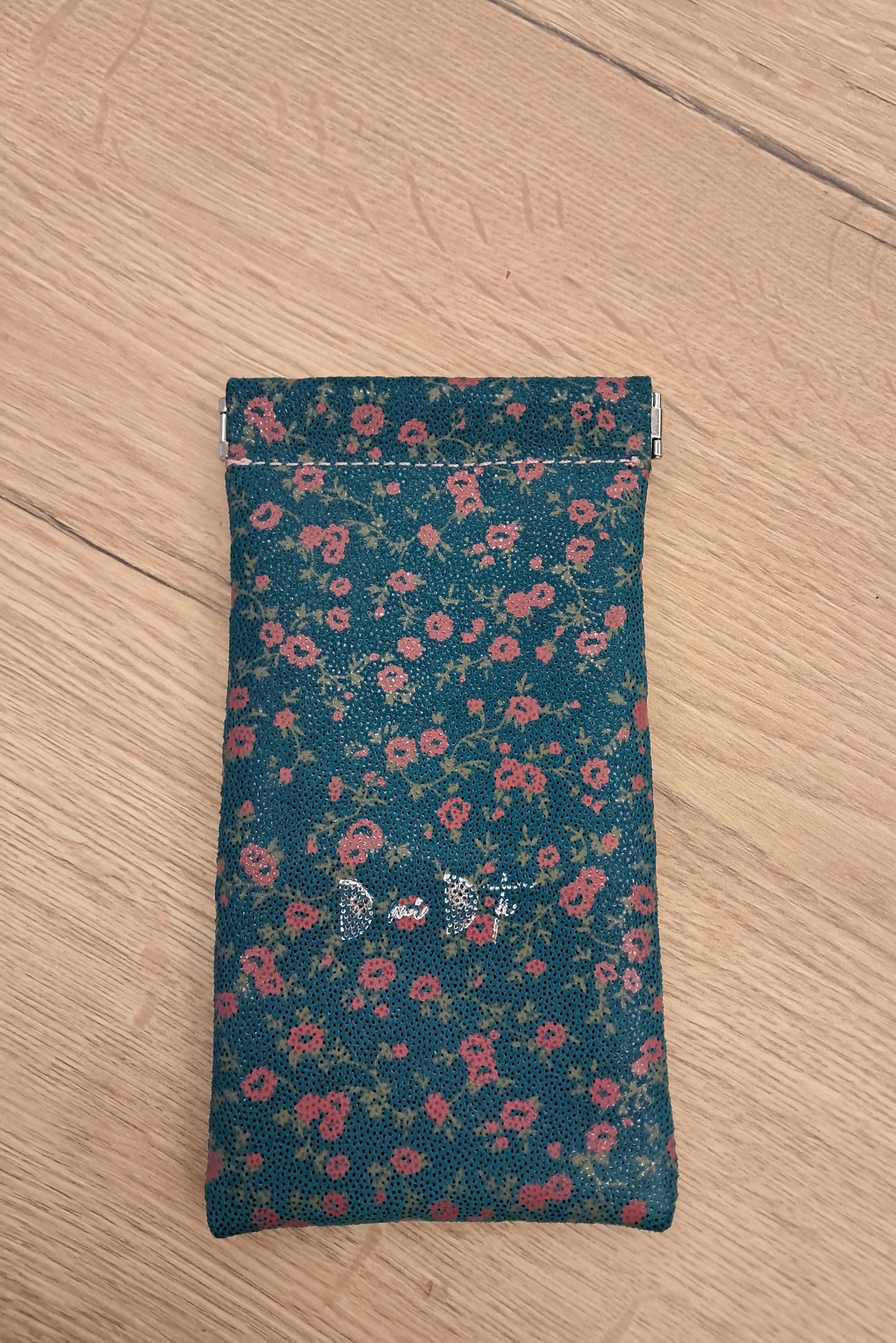 Funda gafas piel flores azul