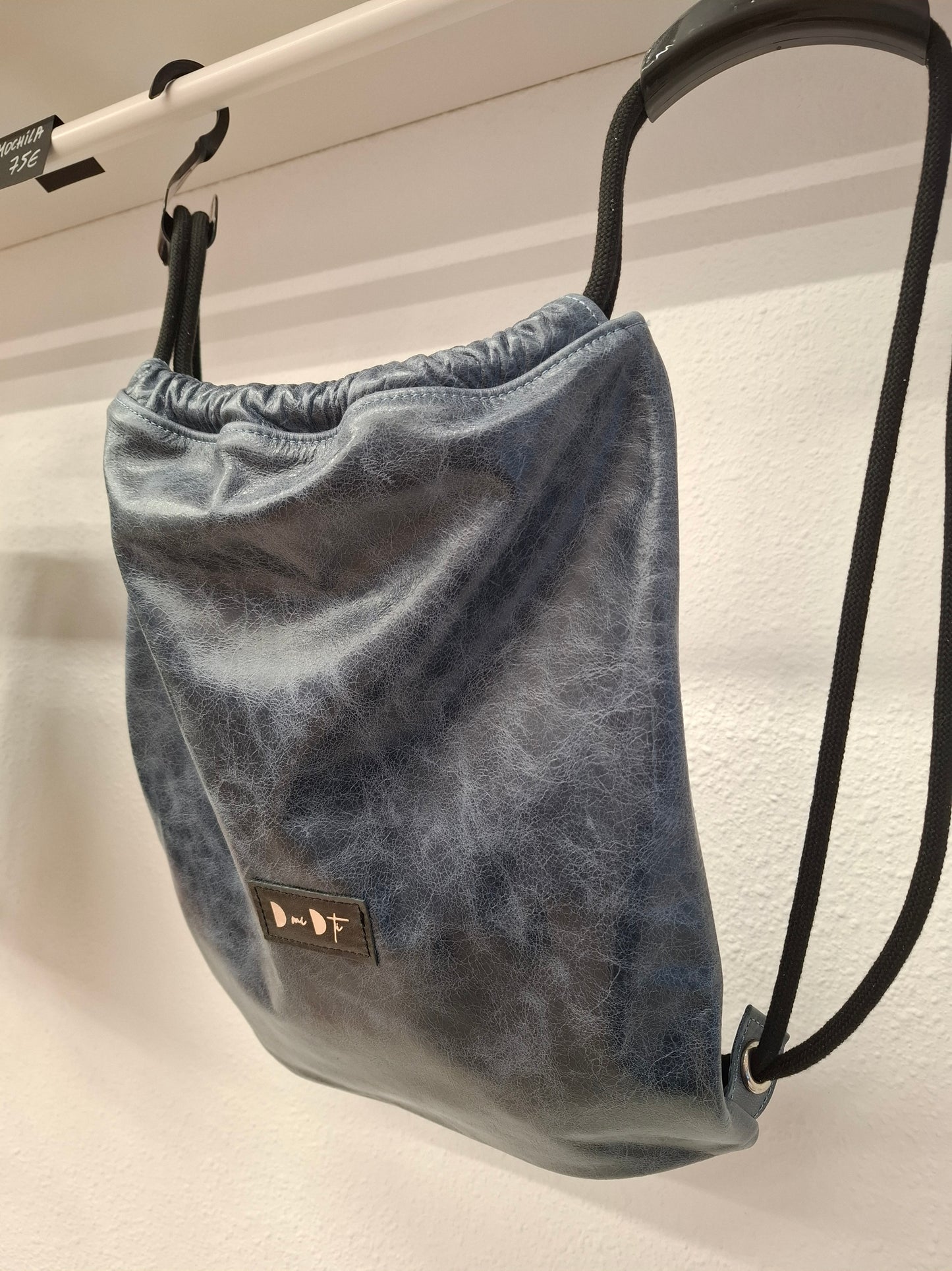 Mochila ALLIGAL fruncir piel azul envejecida