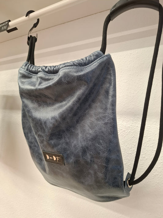 Mochila ALLIGAL fruncir piel azul envejecida