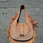 Bolso SOTO serraje flecos estampado red camel