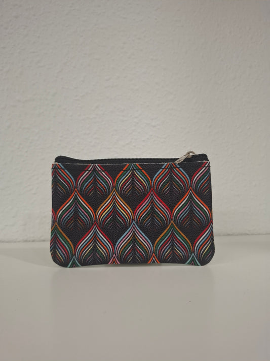 Monedero de piel negro geométrico colores