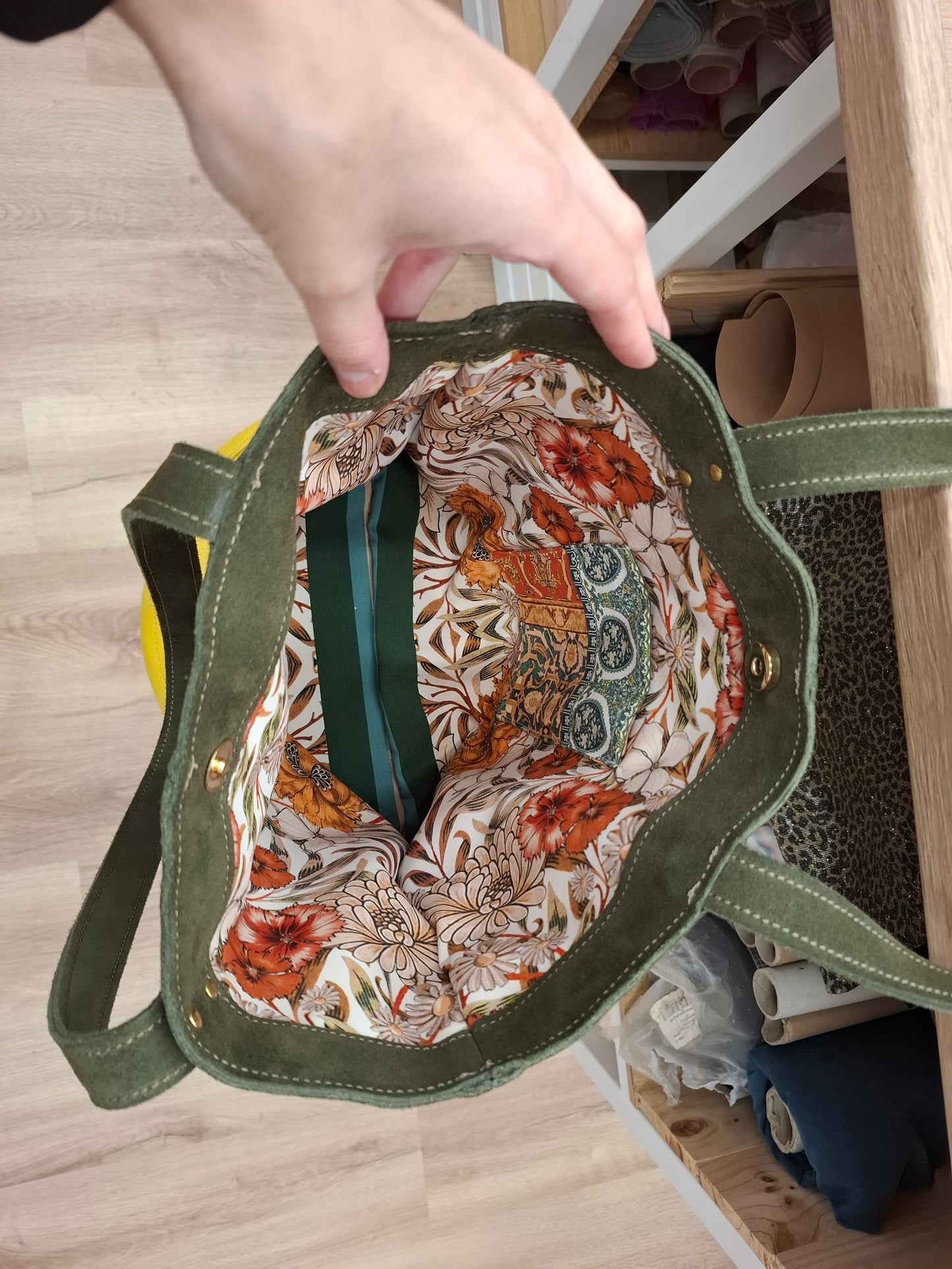 Bolso RAOS serraje verde oscuro