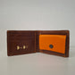 Cartera hombre piel marrón y naranja