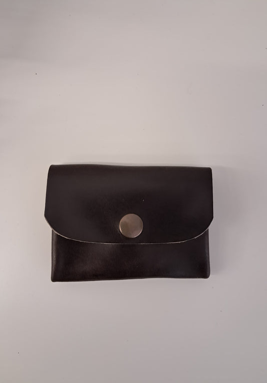 Monedero corchete piel marrón chocolate