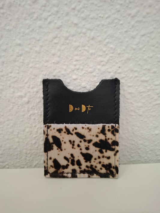 Tarjetero piel con pelo leopardo