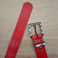 Cinturón hombre de piel rojo 3,5cm hebilla fumé satinada