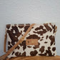 Bolso bandolera DOBRA piel con pelo vaca camel estampado grande