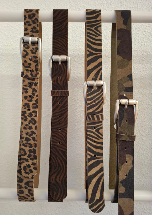Cinturón de serraje 3cm animal print