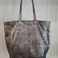 Bolso shopper VEGA XL piel jaspeado brillo negro y plata