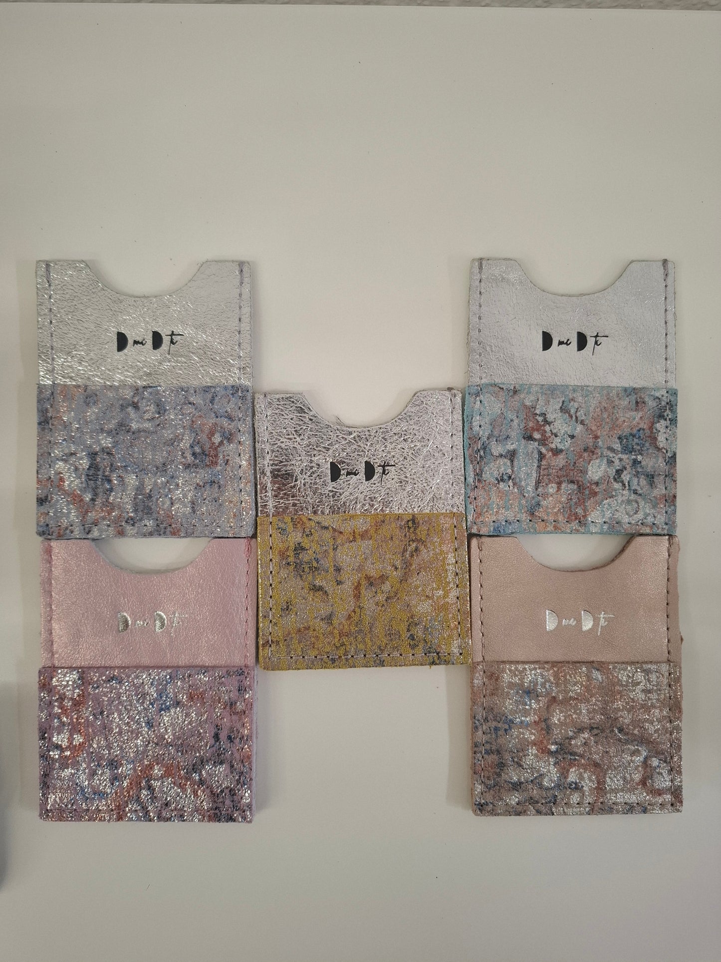 Tarjetero piel jaspeado brillo