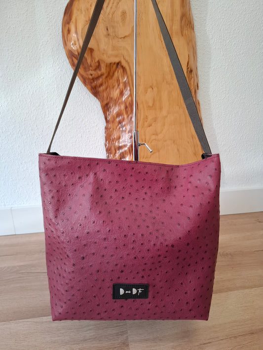 Bolso IGUÑA piel avestruz berenjena