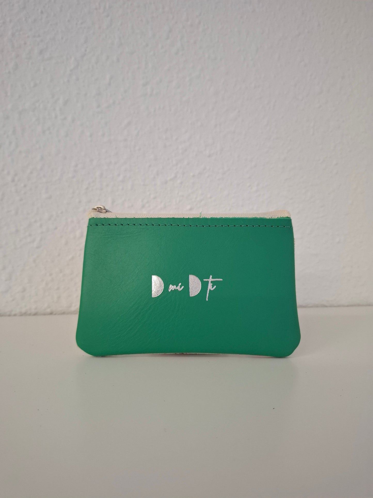 Monedero de piel flores beige