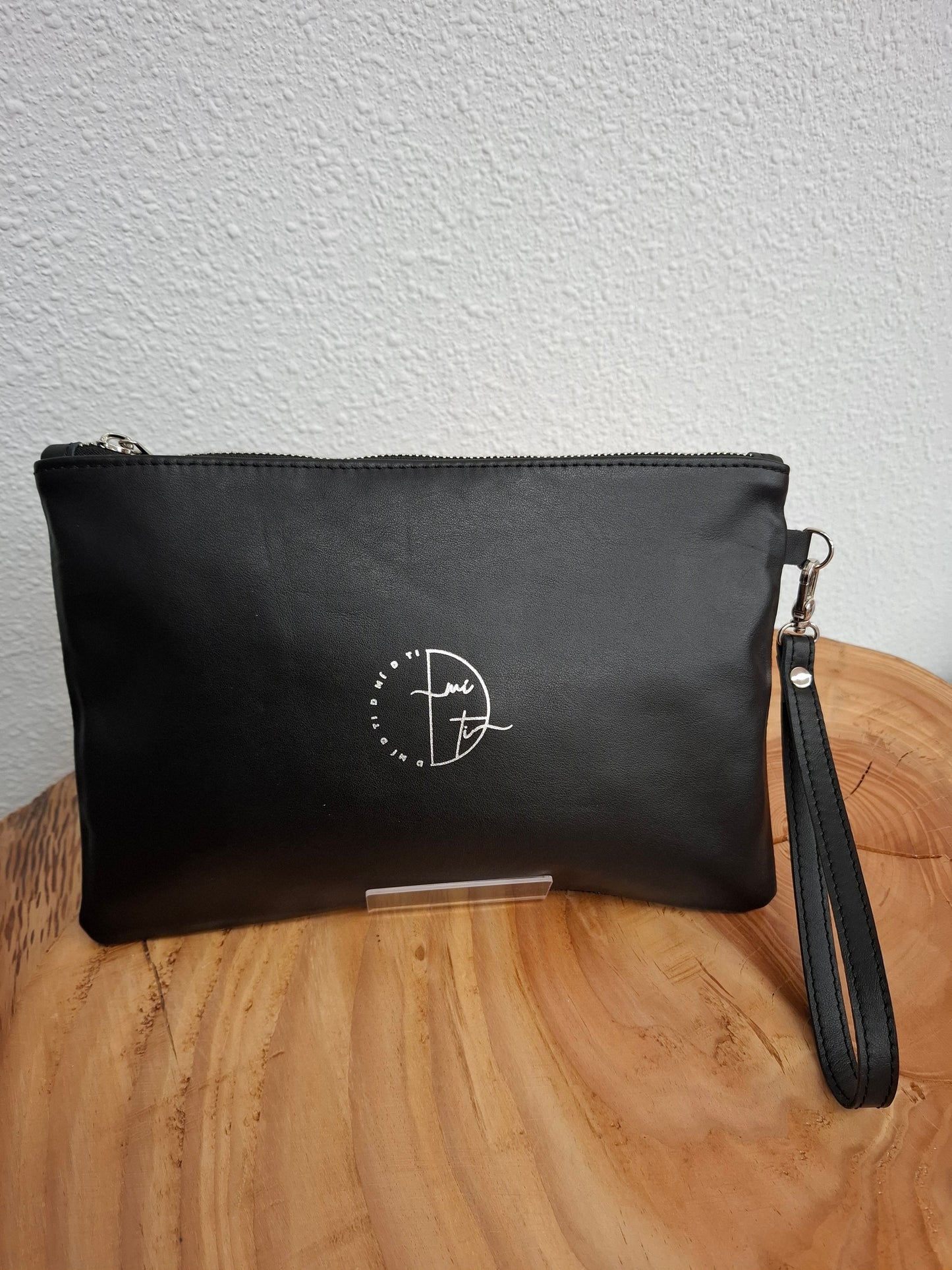 Bolso de mano DOBRA piel flores brillo negro