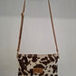 Bolso bandolera DOBRA piel con pelo vaca camel estampado grande