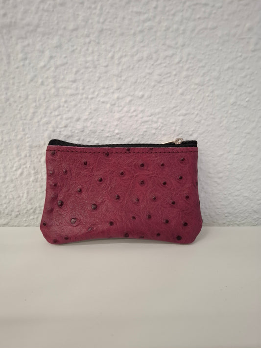 Monedero de piel berenjena estampado avestruz
