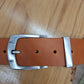 Cinturón hombre de piel camel 4cm hebilla plata vieja