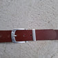 Cinturón hombre de piel marrón 4cm hebilla plata vieja