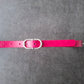 Cinturón de piel rosa 2cm hebilla ocho plata vieja