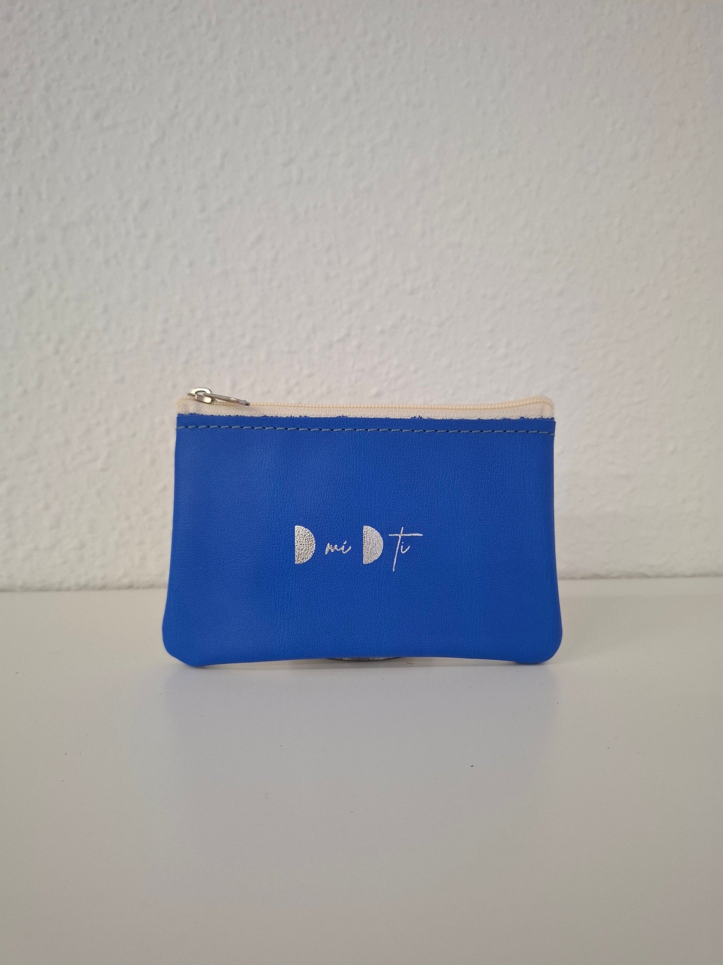 Monedero de piel flores beige