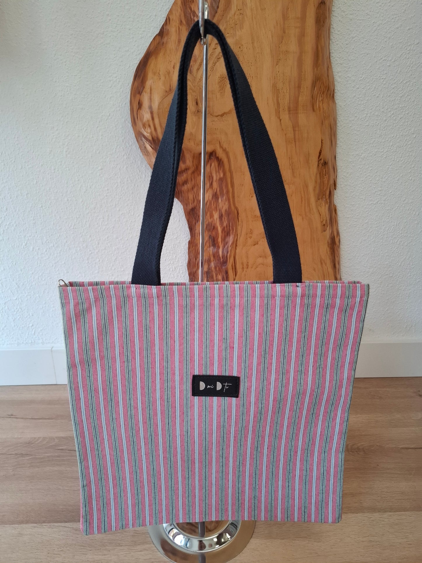 Bolsa IGUÑA rayas rosa y verde