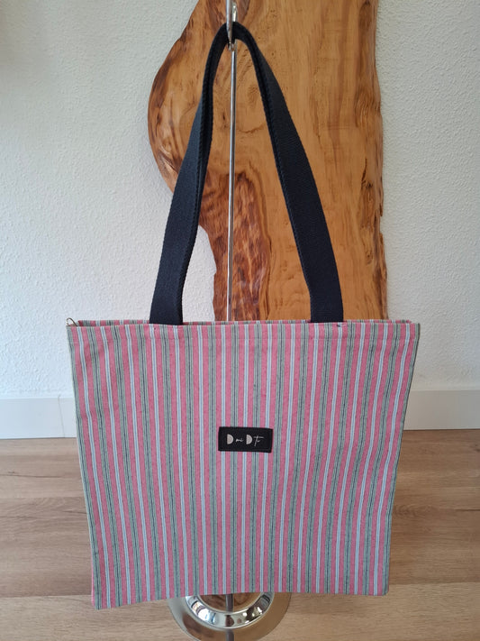 Bolsa IGUÑA rayas rosa y verde