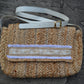 Bolso de yute con cinta y piel blanca coco